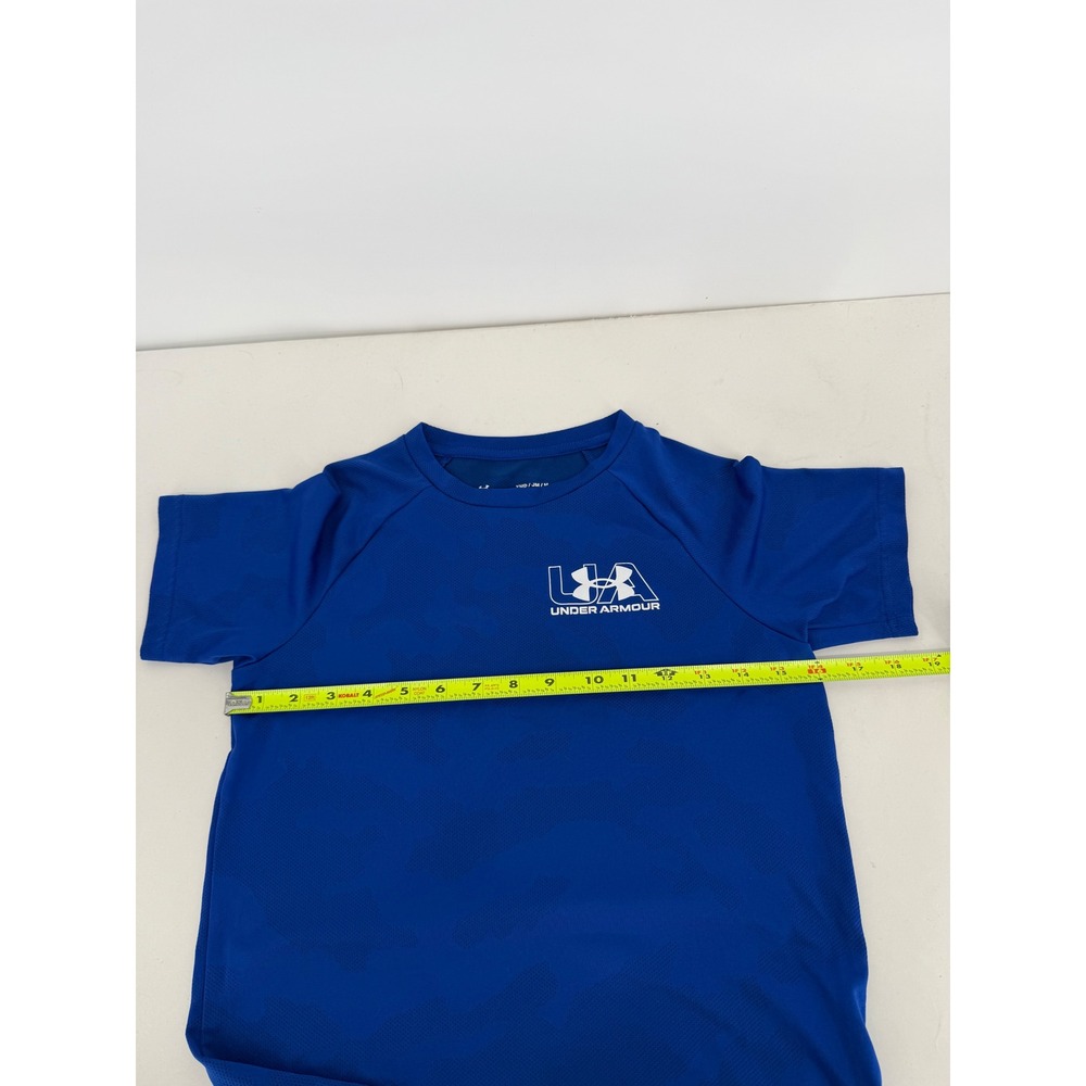Kids Under Armour Royal Blue Logo T Shirt Short Sleeve Athletic‎ Sz M YMD - Picture 5 of 9